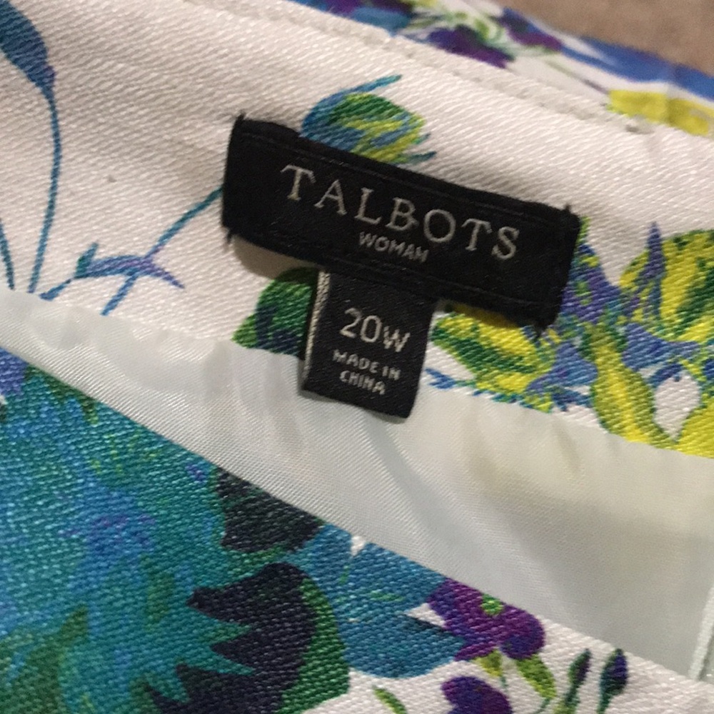 Talbots White Floral Sheath Dress with Blue and Green Print - Picture 7 of 7